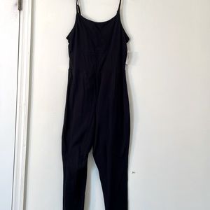 Torrid Cropped Lace Back Deep Black Jumpsuit